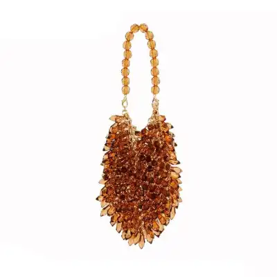 Women Fashion Acrylic Beaded Handle Evening Bag