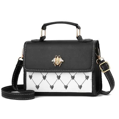 Women's Fashion Color Blocking Embroidery Metal Decoration Crossbody Bag