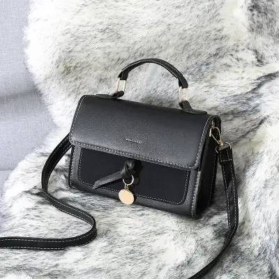 Women Casual Solid Color Patchwork PU Crossbody Messenger Bag Small
