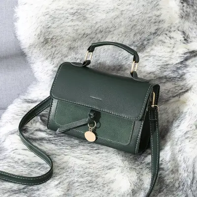 Women Casual Solid Color Patchwork PU Crossbody Messenger Bag Small