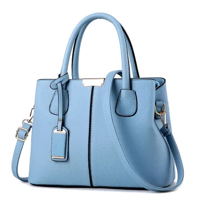 Women Fashion Lychee Pattern Solid Color Square Tote Bag Handbag