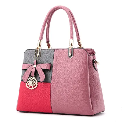 Women Fashion Color Blocking Large Capacity Tote Handbag