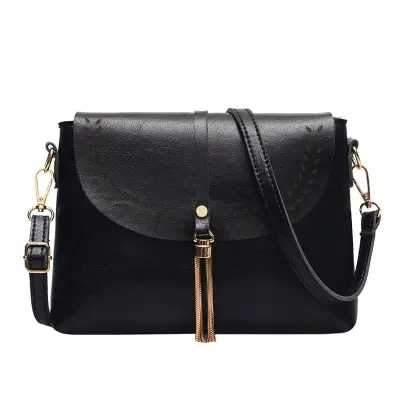 Women Vintage Style Hollow Out Tassels Decoration Crossbody Bag PU Messenger Bag