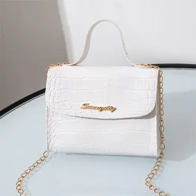Women Fashion Crocodile Pattern Plaid Crossbody Bag