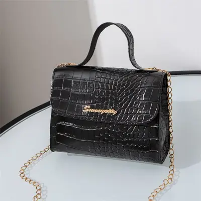 Women Fashion Crocodile Pattern Plaid Crossbody Bag