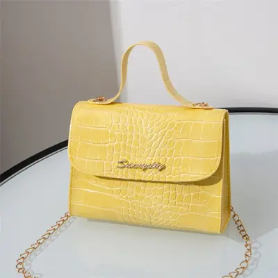 Women Fashion Crocodile Pattern Plaid Crossbody Bag