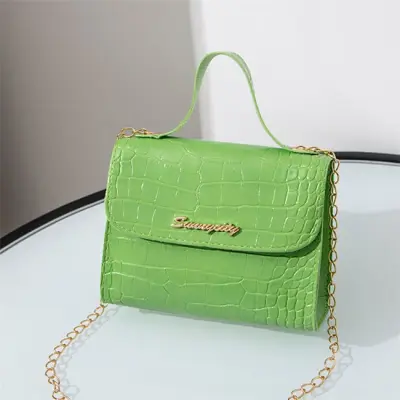 Women Fashion Crocodile Pattern Plaid Crossbody Bag