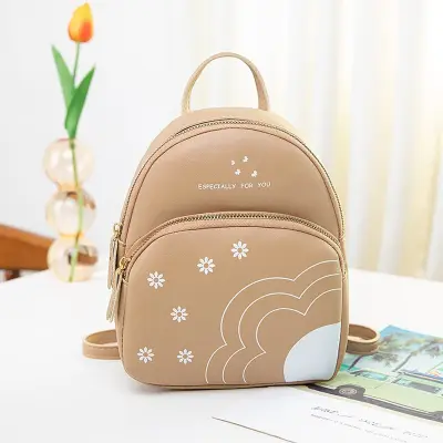 Women Fashion Color Blocking Floral Print Mini PU Backpack