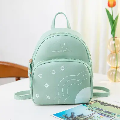 Women Fashion Color Blocking Floral Print Mini PU Backpack