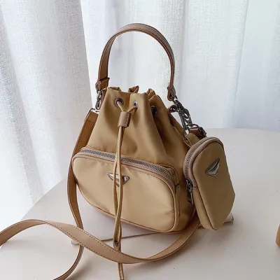 Women's Fashion Large Capacity Solid Color Oxford Bucket Bag