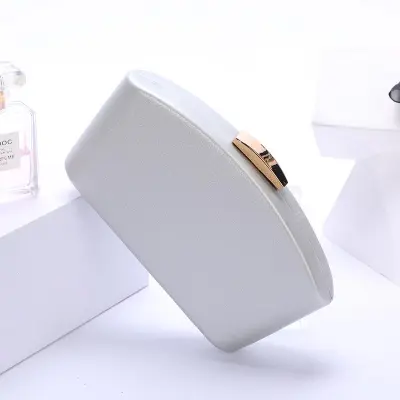 Women Simple Style Solid Color Flower Carving PU Leather Sector Evening Bag