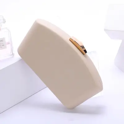 Women Simple Style Solid Color Flower Carving PU Leather Sector Evening Bag
