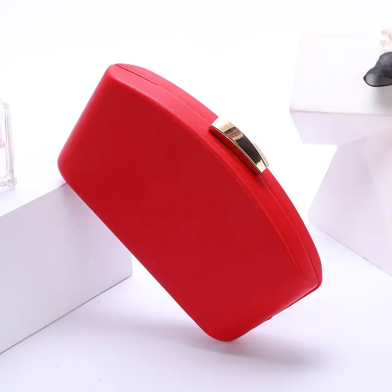 Women Simple Style Solid Color Flower Carving PU Leather Sector Evening Bag