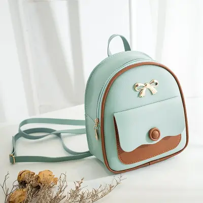 Women Fashion Color Blocking Mini PU Backpack
