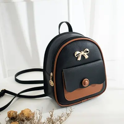 Women Fashion Color Blocking Mini PU Backpack