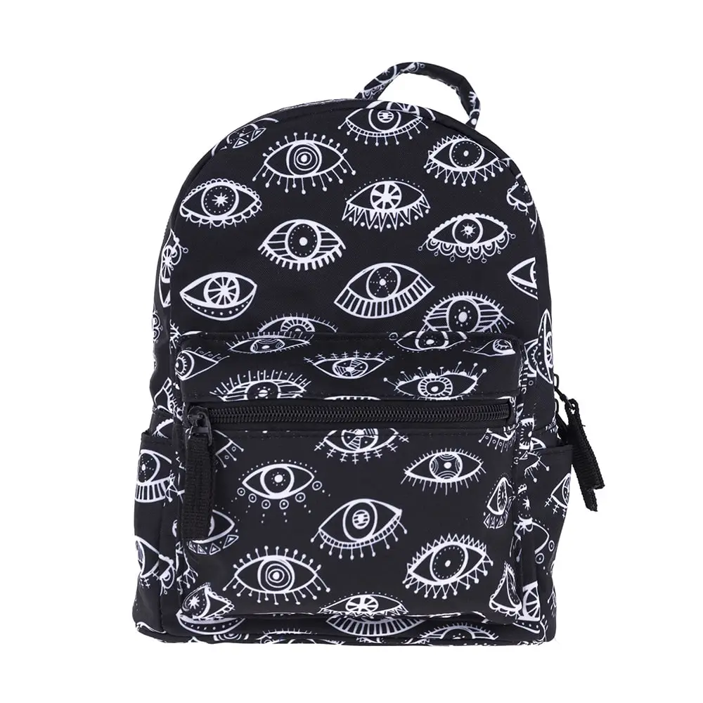 Women Fashion Cartoon Eyes Printed Oxford Backpack Below 20L