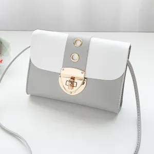 Women Cute Color Blocking PU Mini Crossbody Bag Solid Square Purse