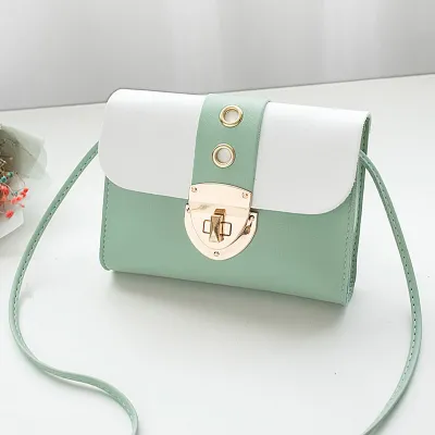 Women Cute Color Blocking PU Mini Crossbody Bag Solid Square Purse