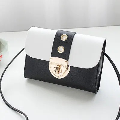 Women Cute Color Blocking PU Mini Crossbody Bag Solid Square Purse