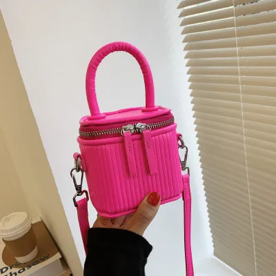 Women Fashion Zipper Box Solid Color PU Crossbody Bag