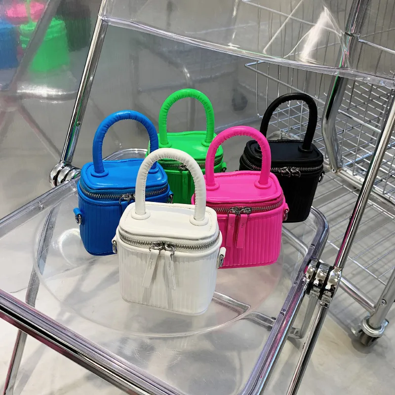 Women Fashion Zipper Box Solid Color PU Crossbody Bag