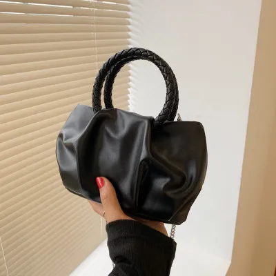 Women Fashion Crease Clouds Mini Crossbody Bag with Adjustable Strap