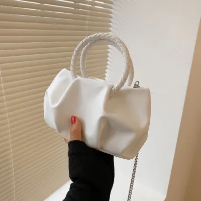 Women Fashion Crease Clouds Mini Crossbody Bag with Adjustable Strap