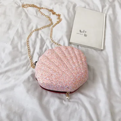 Women Fashion Shell Shape Metal Chain Crossbody Bag