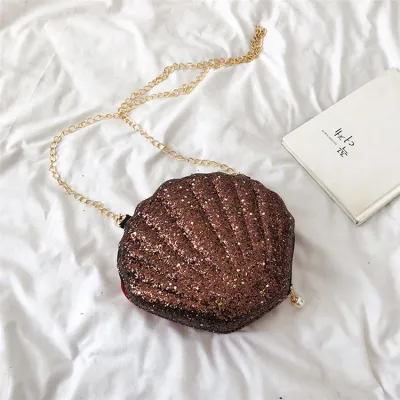 Women Fashion Shell Shape Metal Chain Crossbody Bag