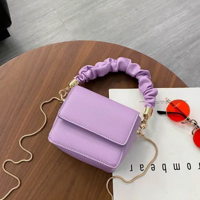 Women's Solid Color Metal Chain Mini Crossbody Shoulder Bag