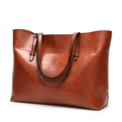 Women Retro Solid Color Square Tote Shoulder Bag with Single Strap