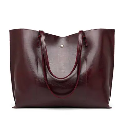 Women Fashion Solid Color Tasseled PU Handle Shoulder Bag with Magnetic Closure