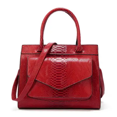 Women Fashion Snakeskin Grain PU Tote Bag