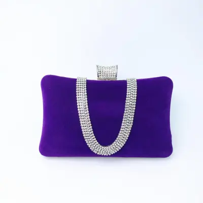 Women Fashion Rhinestone Decoration Irregular Velvet Evening Bag