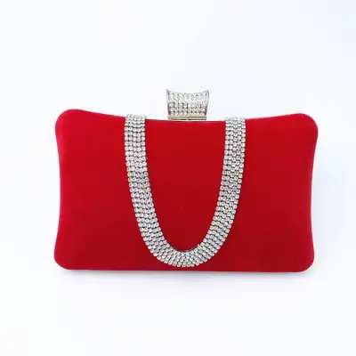 Women Fashion Rhinestone Decoration Irregular Velvet Evening Bag