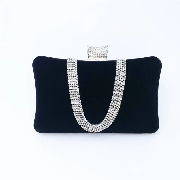 Women Fashion Rhinestone Decoration Irregular Velvet Evening Bag