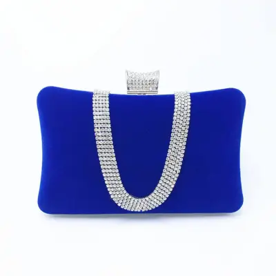Women Fashion Rhinestone Decoration Irregular Velvet Evening Bag