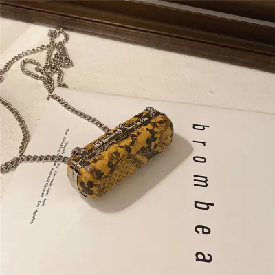 Women Fashion Snakeskin Pattern Mini Lipstick Holder Crossbody Bag
