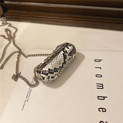 Women Fashion Snakeskin Pattern Mini Lipstick Holder Crossbody Bag