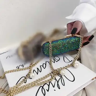 Women Fashion Snakeskin Pattern Mini Lipstick Holder Crossbody Bag