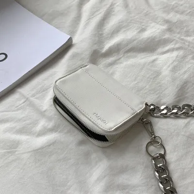 Women Fashion Solid Color Chunky Chain Mini Crossbody Bag