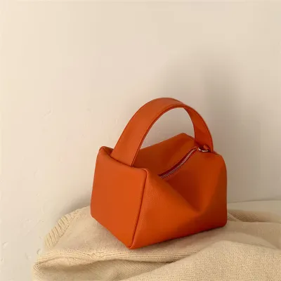 Women Unique Solid Color PU Top Handle Square Bag Crossbody Handbag