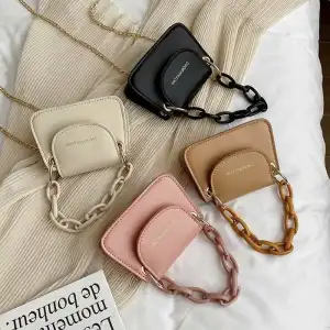 Women Fashion Letter Printed Chain Crossbody Flap Mini Bag