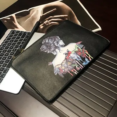 Unisex Fashion Cartoon Animal Graphic Printing PU Leather Square Clutch Bag