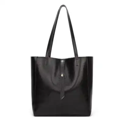 Women Solid Color Magnetic Buckle Large Capacity Tote Shoulder Bag