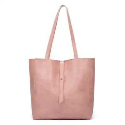 Women Solid Color Magnetic Buckle Large Capacity Tote Shoulder Bag