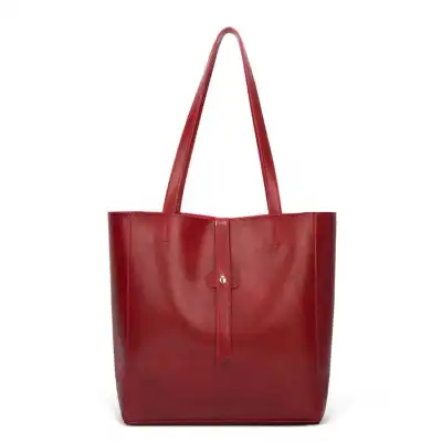 Women Solid Color Magnetic Buckle Large Capacity Tote Shoulder Bag