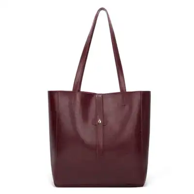 Women Solid Color Magnetic Buckle Large Capacity Tote Shoulder Bag
