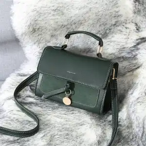 Women Simple Solid Color Metal Decoration Square Crossbody Bag