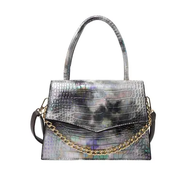 Women Casual Gradient Tie Dye Chain Decoration Square Crossbody Bag
